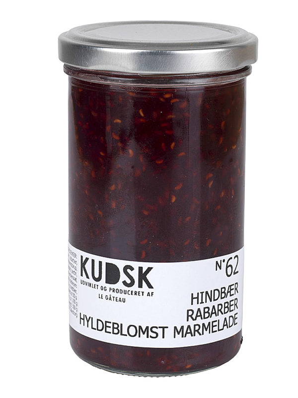 Rabarber-hindbær-hyldeblomst marmelade - Kudsk